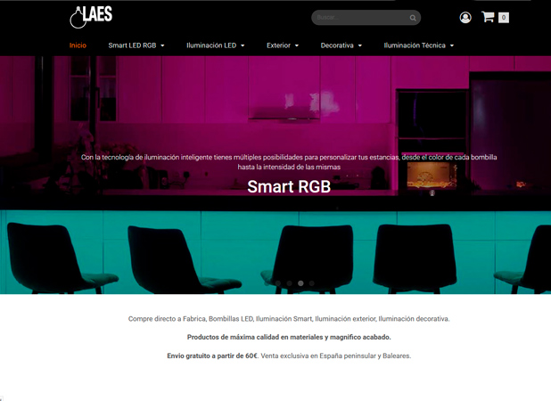 Exemple de disseny web botiga online personalitzat, LAES S.L.